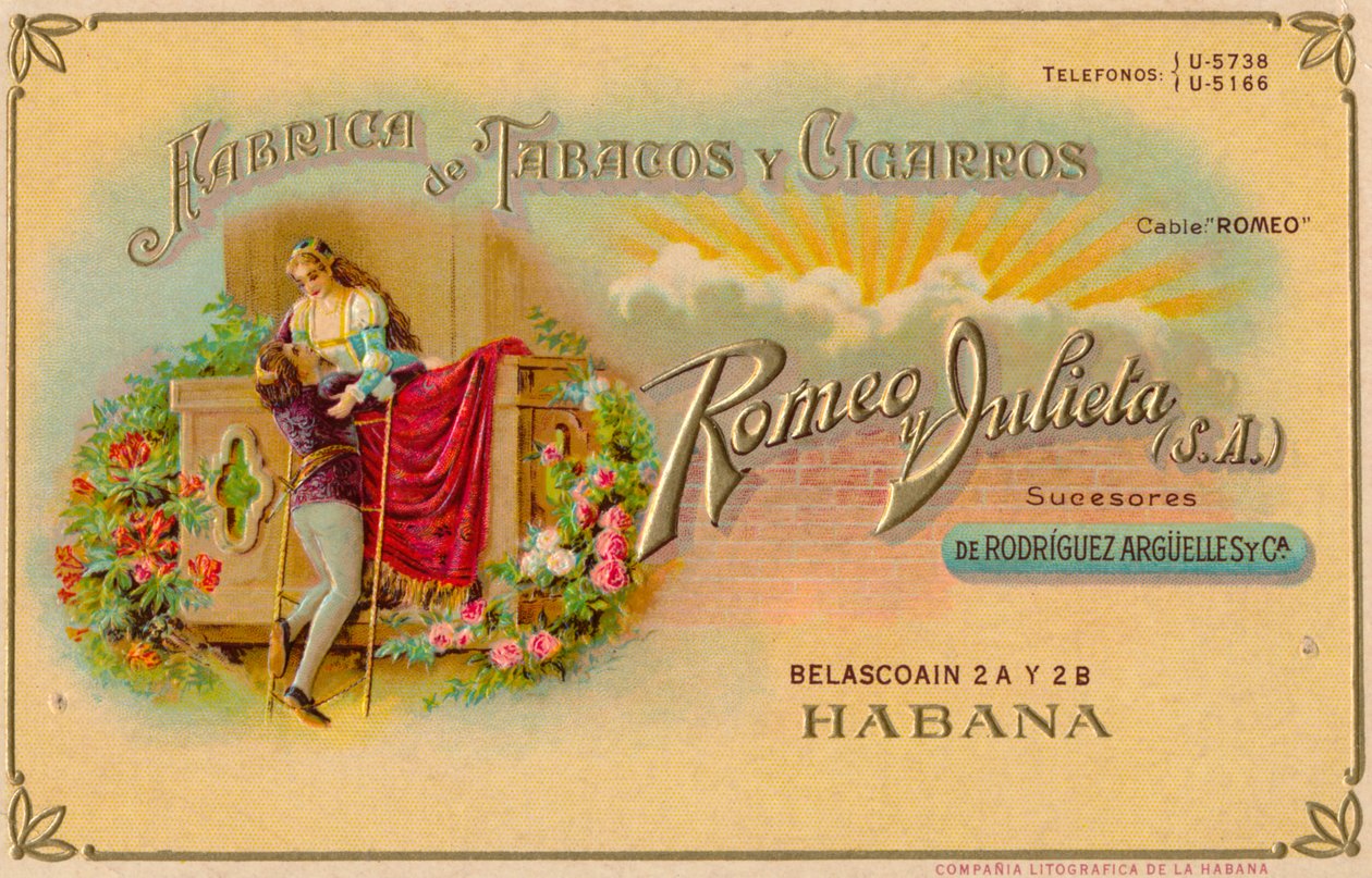 Publicité pour les cigares Romeo y Julieta, vers 1900 - Unbekannt