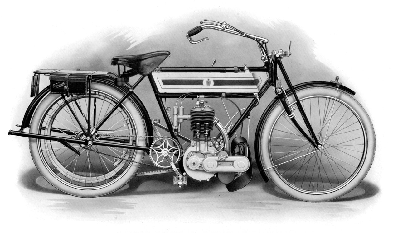 Une moto Triumph ancienne, 1911-1912 - Unbekannt