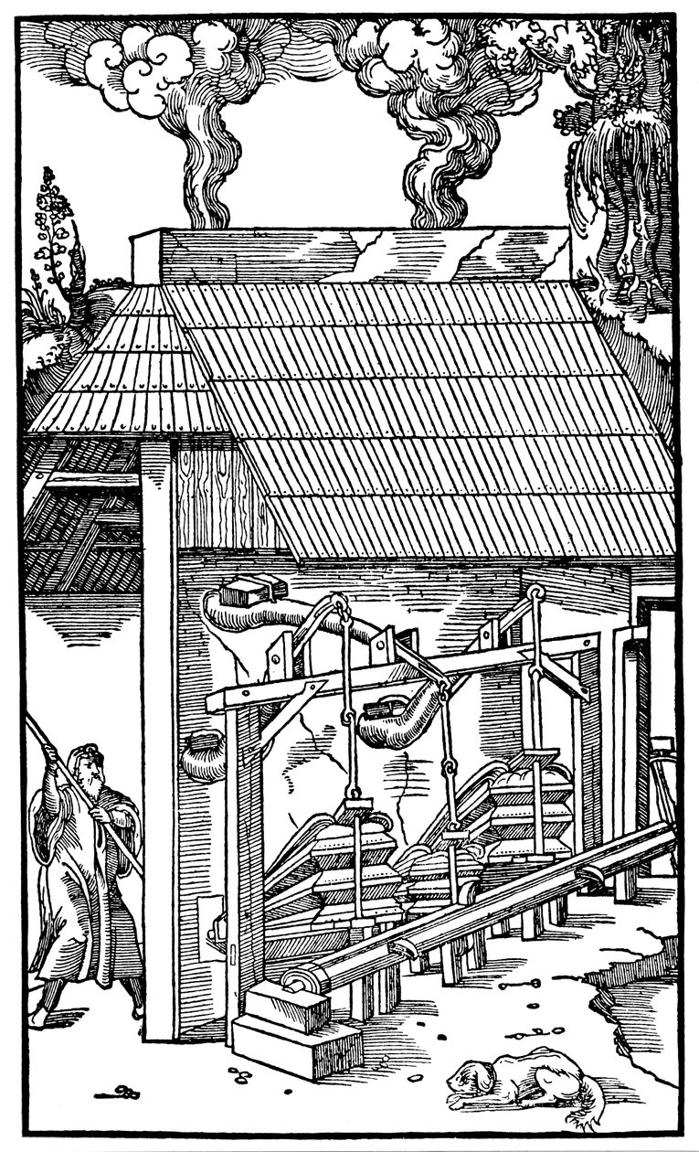 Soufflets alimentant un fourneau de fusion, 1556 - Unbekannt