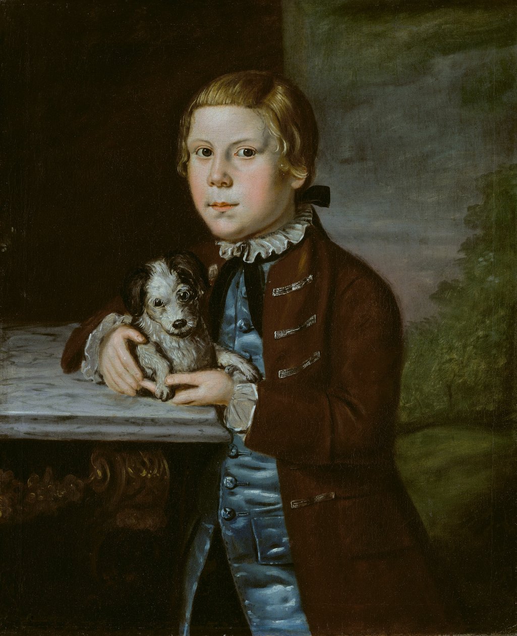 Garçon de la famille Hallett avec un chien, 1766 - Unbekannt