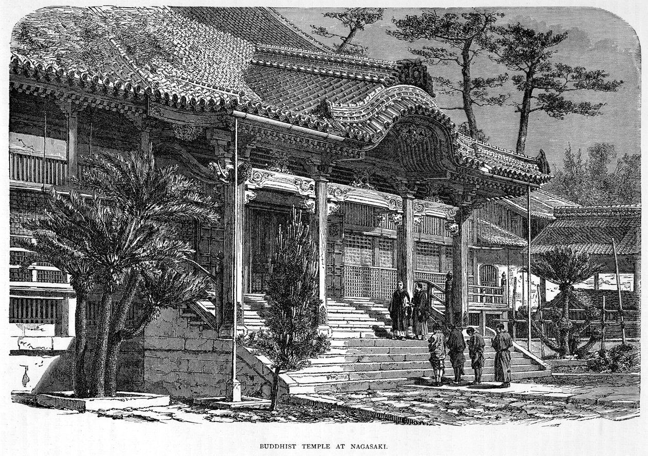 Temple bouddhiste à Nagasaki, Japon, vers 1880 - Unbekannt