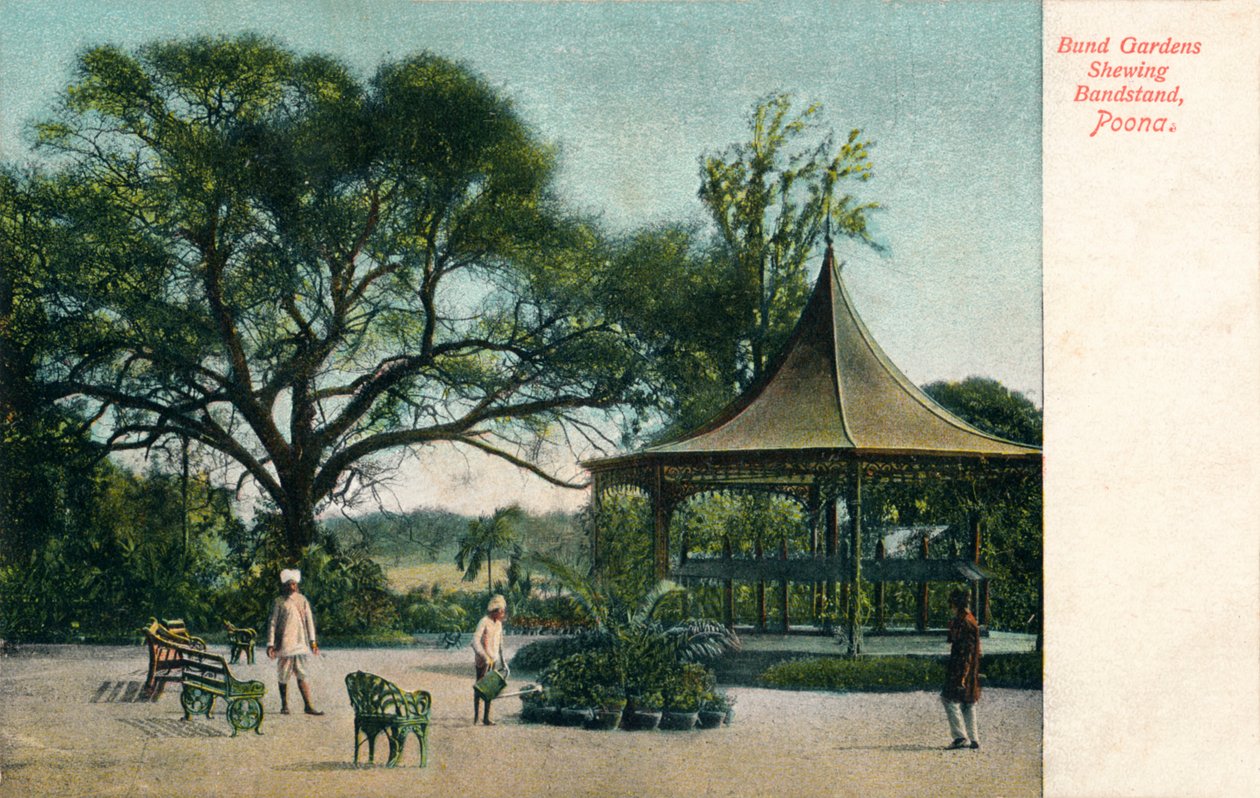 Jardins de Bund montrant le kiosque à musique, Poona, vers 1900 - Unbekannt