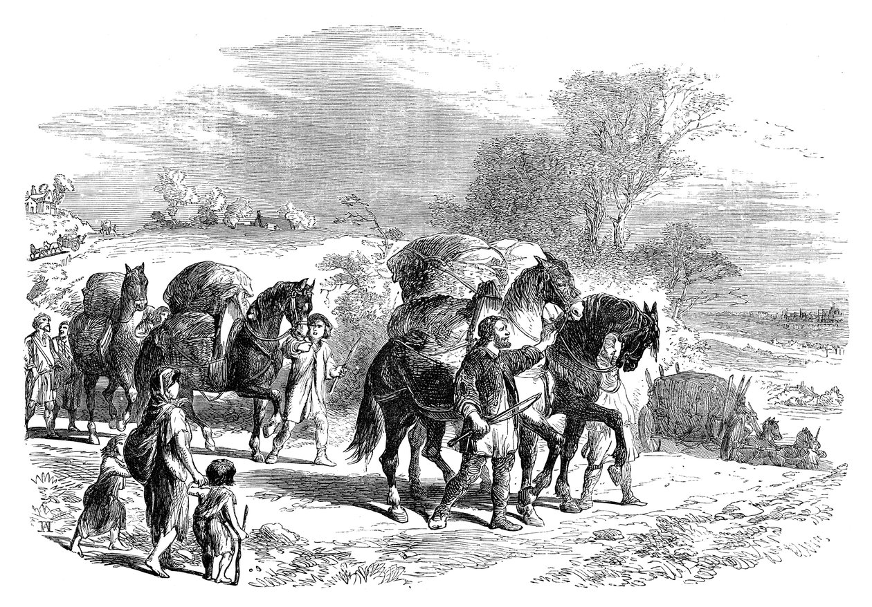 Transport de pain à Londres sur des chevaux de bât, vers 1895 - Unbekannt