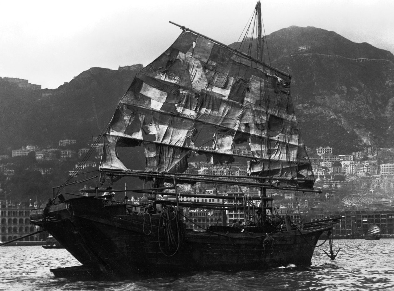 Bateau chinois dans un port, XXe siècle - Unbekannt
