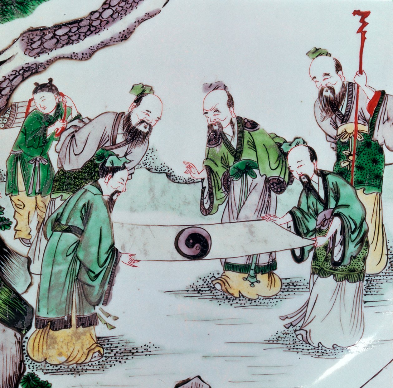 Plat chinois montrant une scène de divination, 17ème siècle - Unbekannt