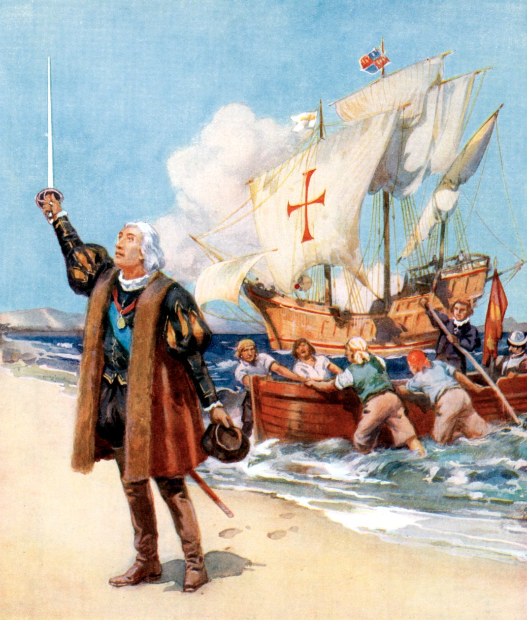 Christophe Colomb débarquant en Amérique, 1492, vers 1920 - Unbekannt