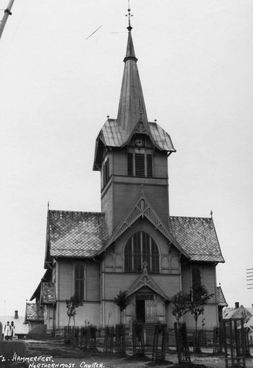 Église, Hammerfest, Finnmark, nord de la Norvège, vers 1920-1930 - Unbekannt