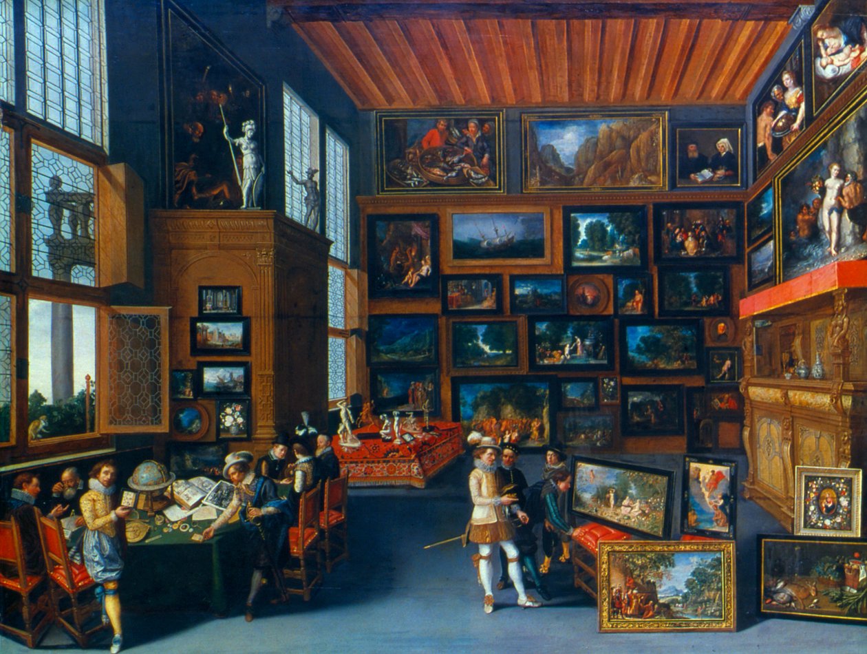 Cognoscenti dans une pièce ornée de tableaux, vers 1620 - Unbekannt