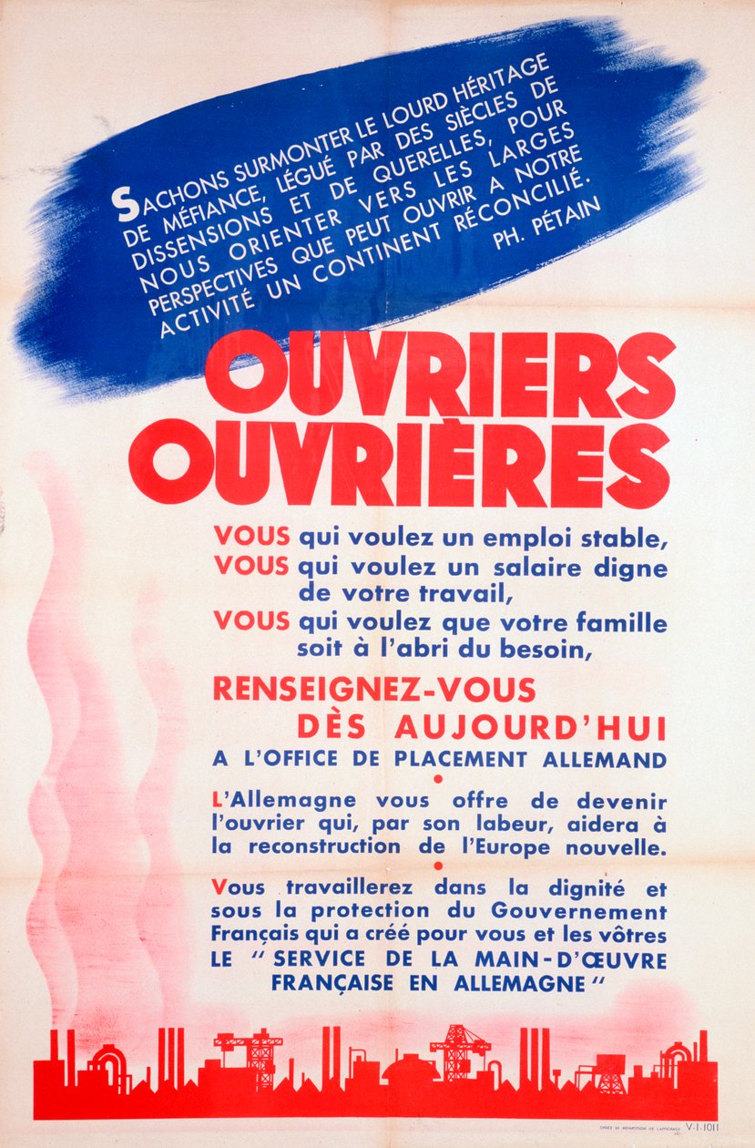 Affiche des travailleurs français pour l