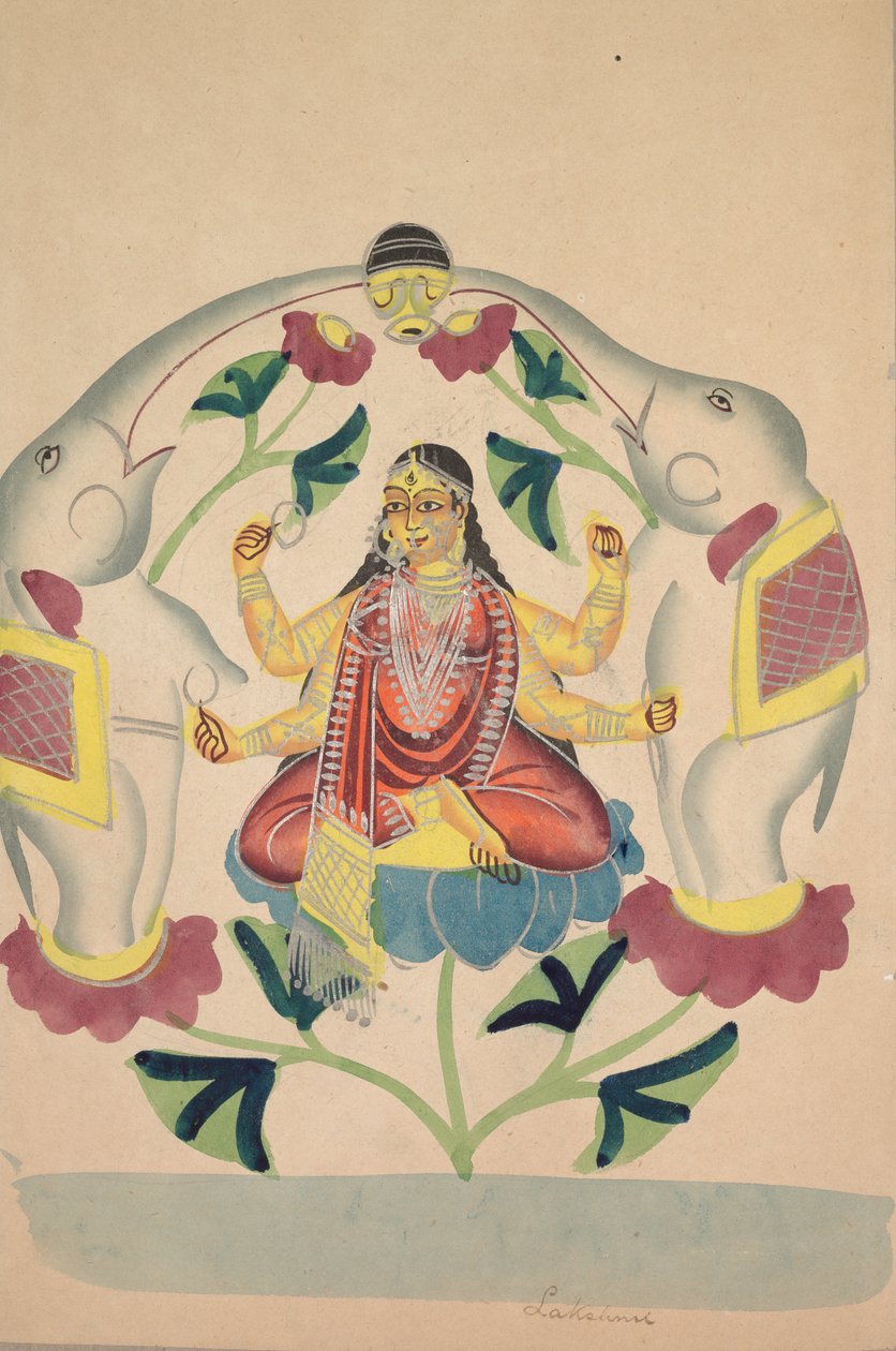 Gajalakshmi : Lakshmi avec des éléphants, 1800s - Unbekannt