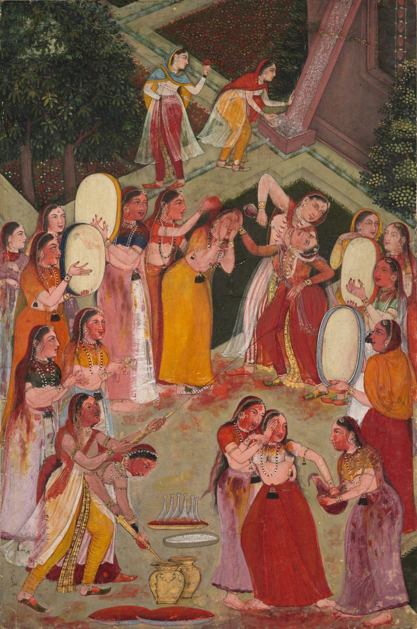 Filles se pulvérisant à Holi, vers 1640-1650 - Unbekannt
