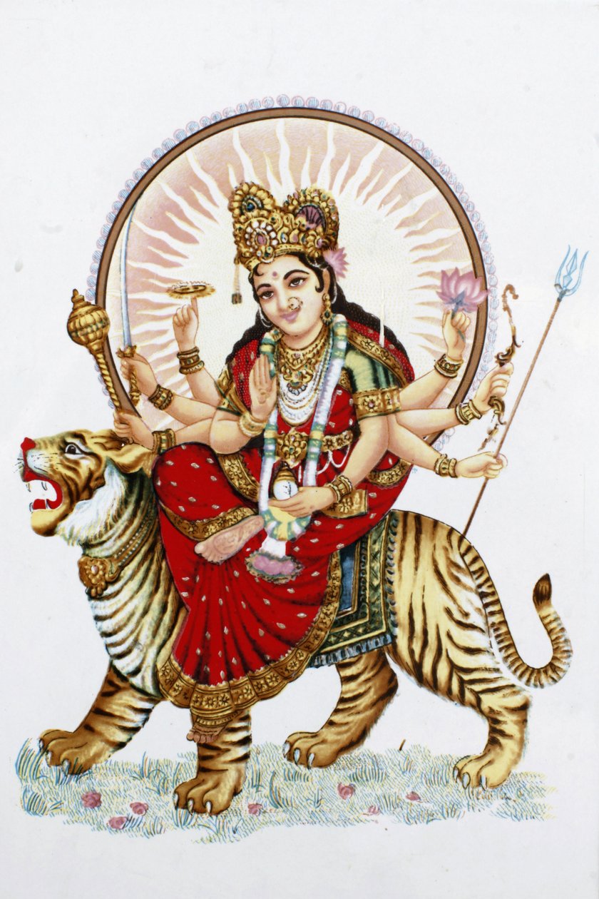 Déesse Sherawali (Durga) chevauchant un tigre, Rishikesh, Inde - Unbekannt