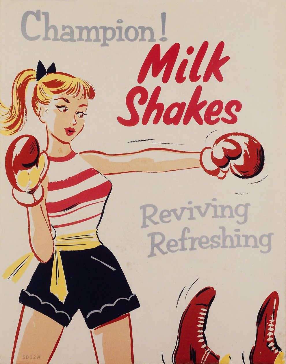 Éducation à la santé - Champion! Milkshakes, affiche, vers 1955-1960 - Unbekannt