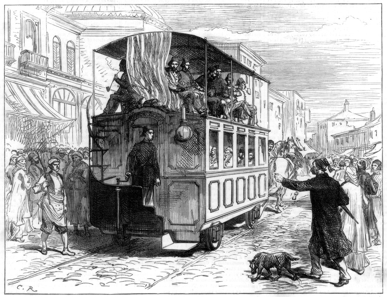 Tramway tiré par des chevaux, Constantinople, 1877 - Unbekannt