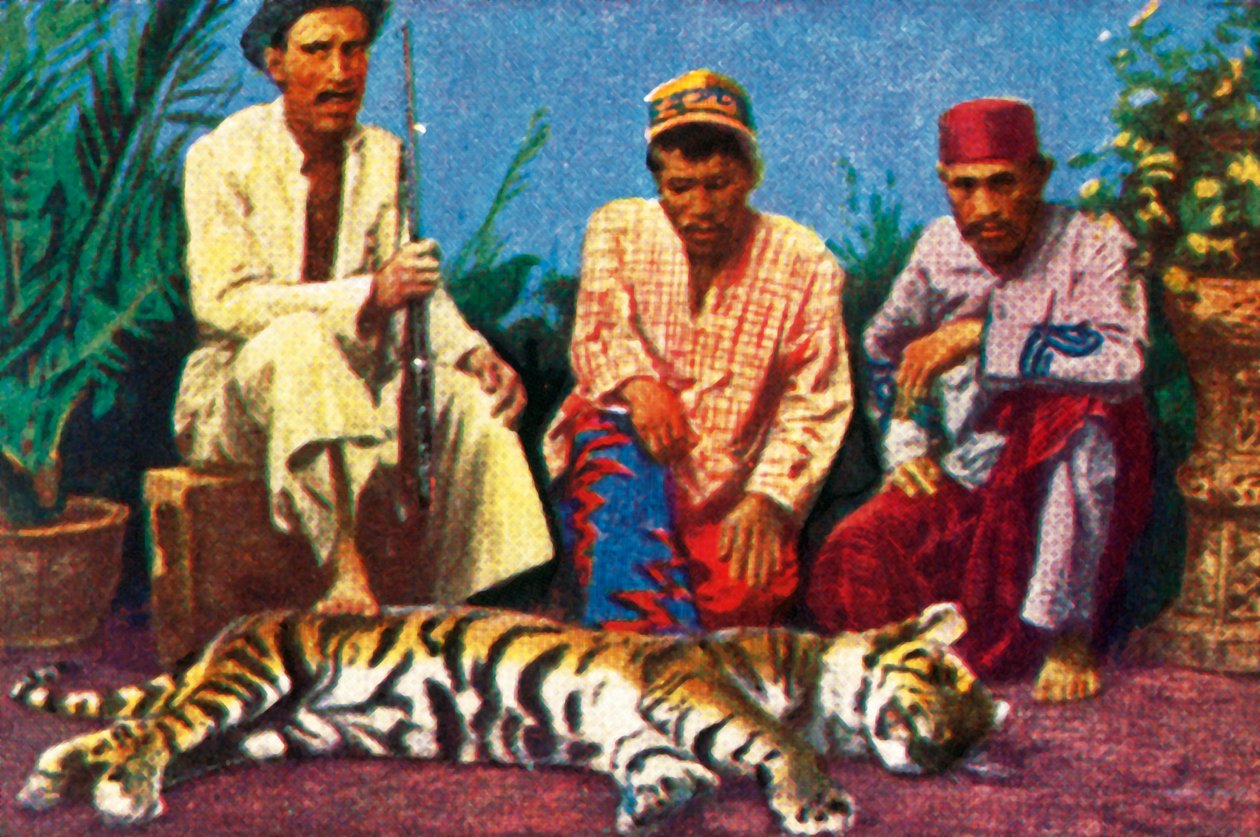 Chasseurs avec tigre mort à Sumatra, vers 1928 - Unbekannt