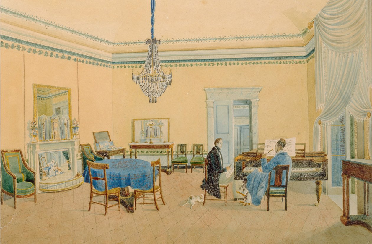 Intérieur avec personnages. La Salle de Musique - Unbekannt