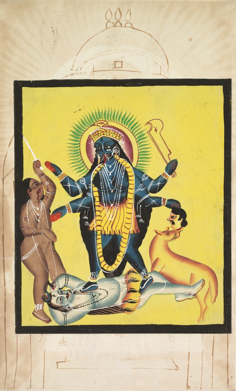 Kali debout sur Shiva, 1800s - Unbekannt