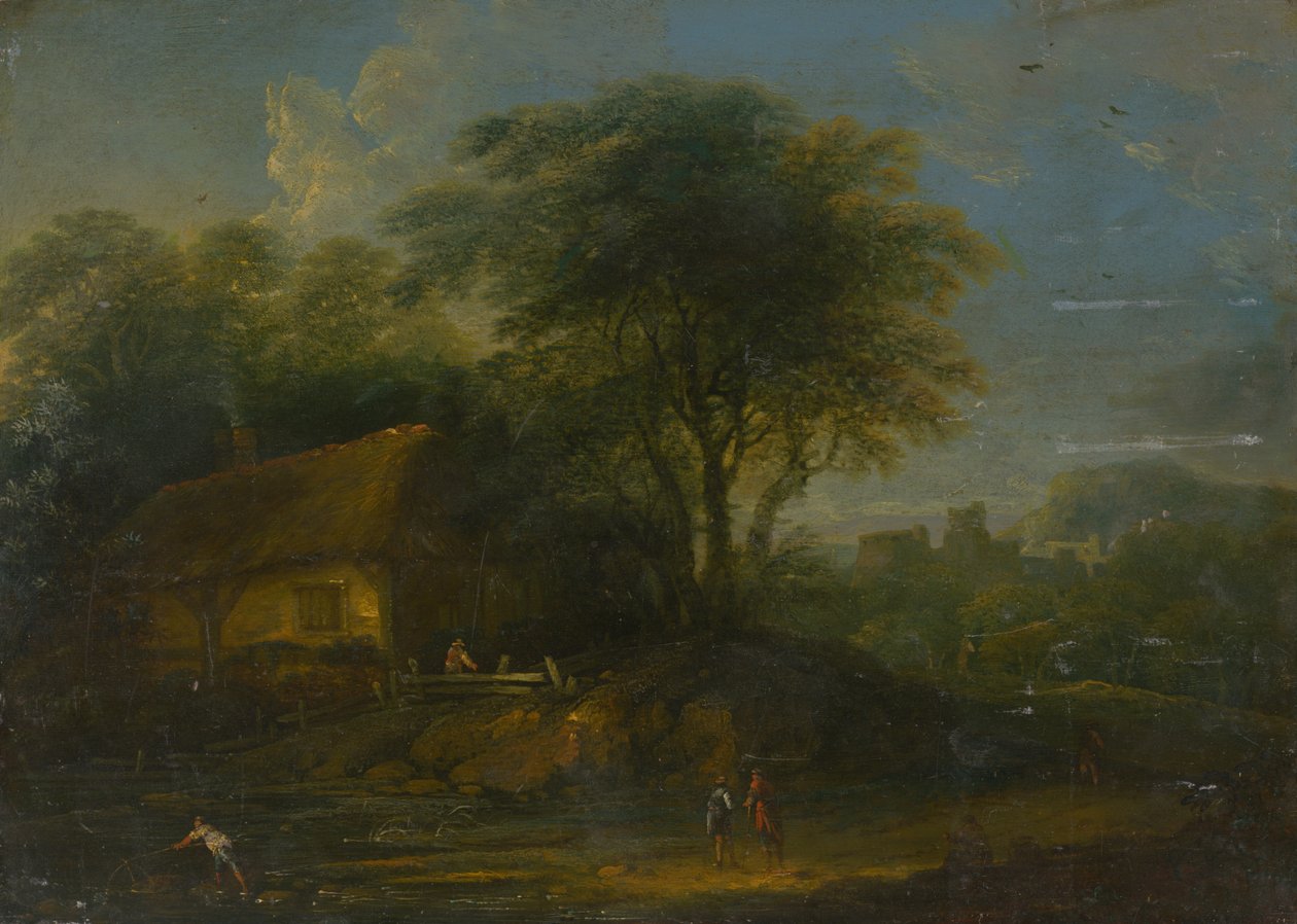 Paysage avec pêcheur - Unbekannt