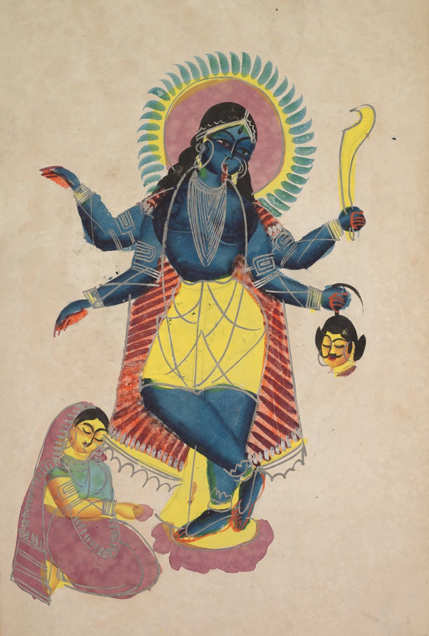 Krishna en tant que Kali vénéré par Radha, années 1800 - Unbekannt