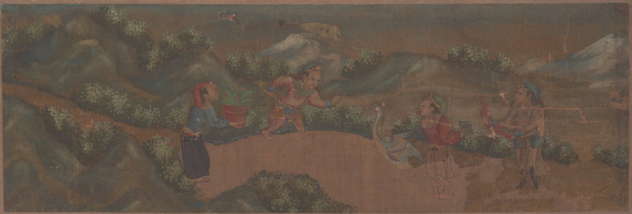 Peinture de paysage avec figure dans un cadre boisé - Unbekannt