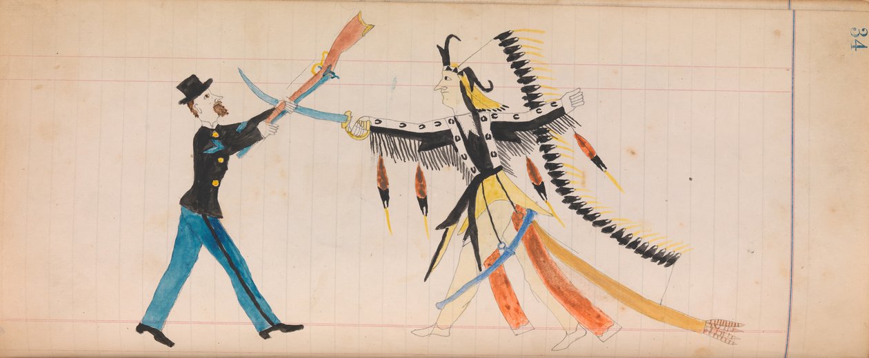 Registre Maffet : chef indien et soldat, vers 1874-81 - Unbekannt