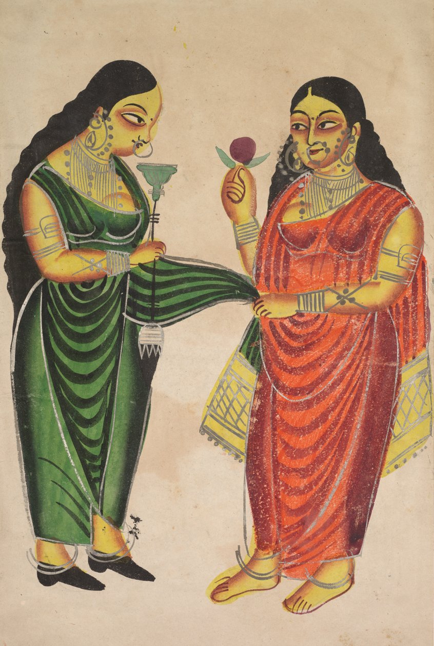 Servante apportant un narguilé à une dame, 1800s - Unbekannt