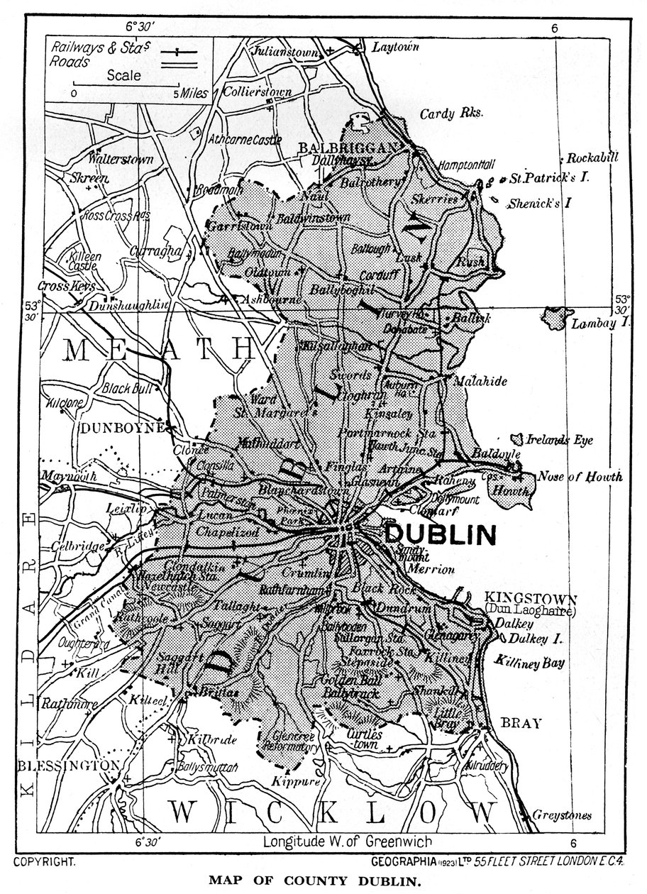 Carte du comté de Dublin, Irlande, 1924-1926 - Unbekannt