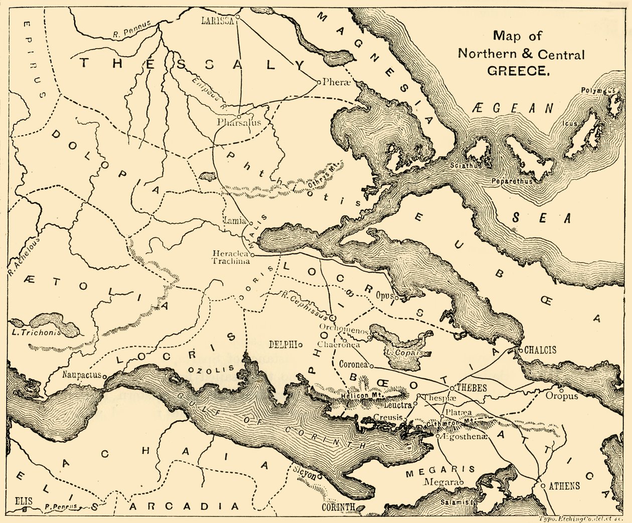 Carte de la Grèce du Nord et Centrale, 1890 - Unbekannt