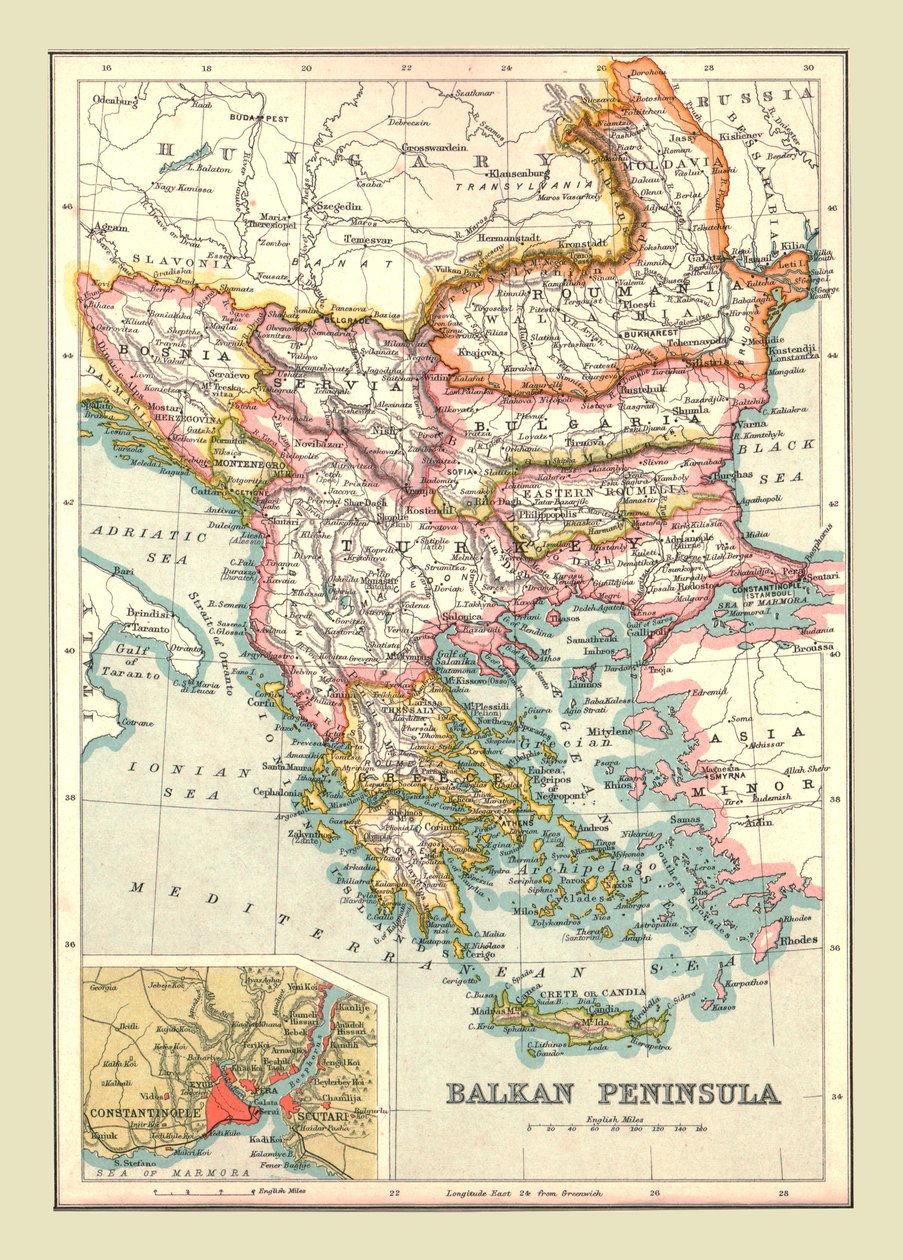 Carte de la péninsule balkanique, 1902 - Unbekannt