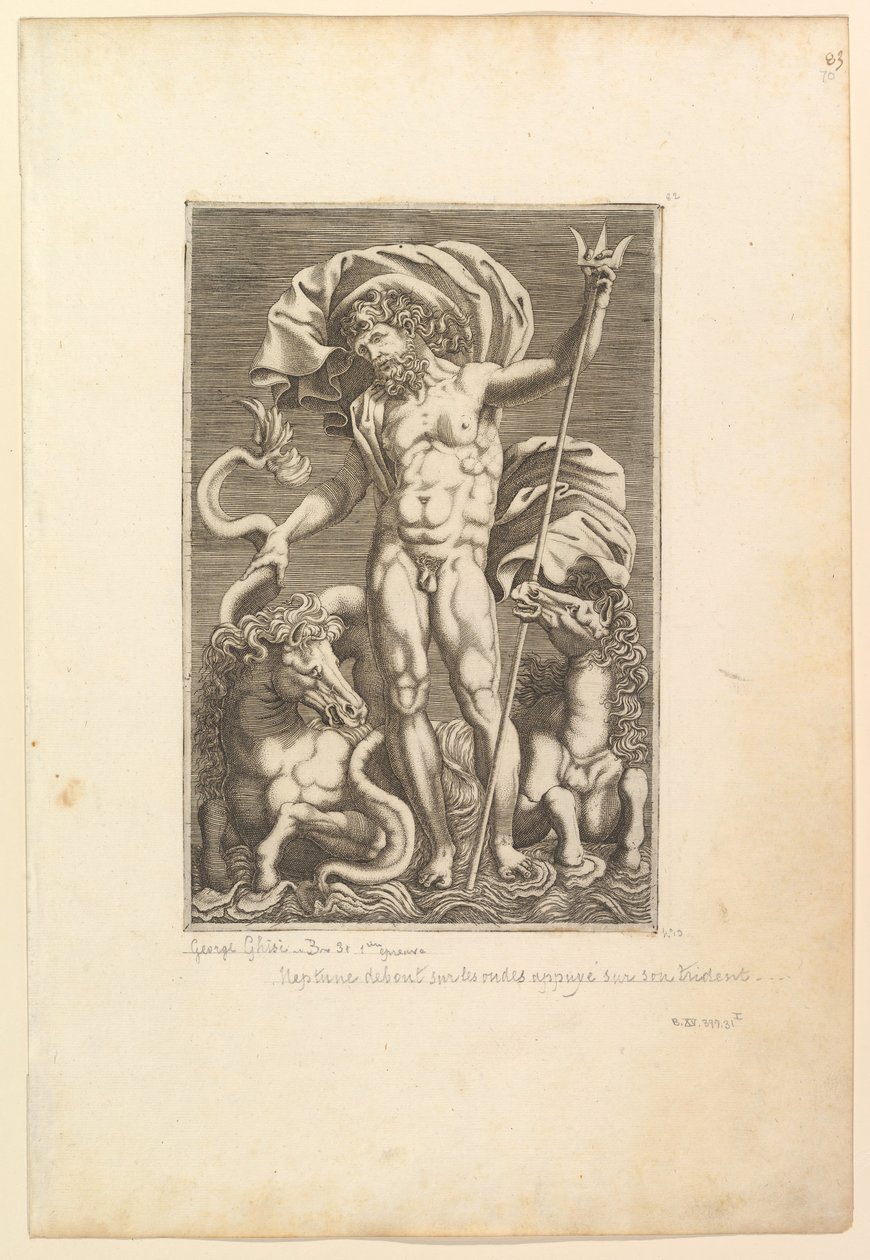 Neptune Entre Deux Chevaux Marins, vers 1560-80 - Unbekannt
