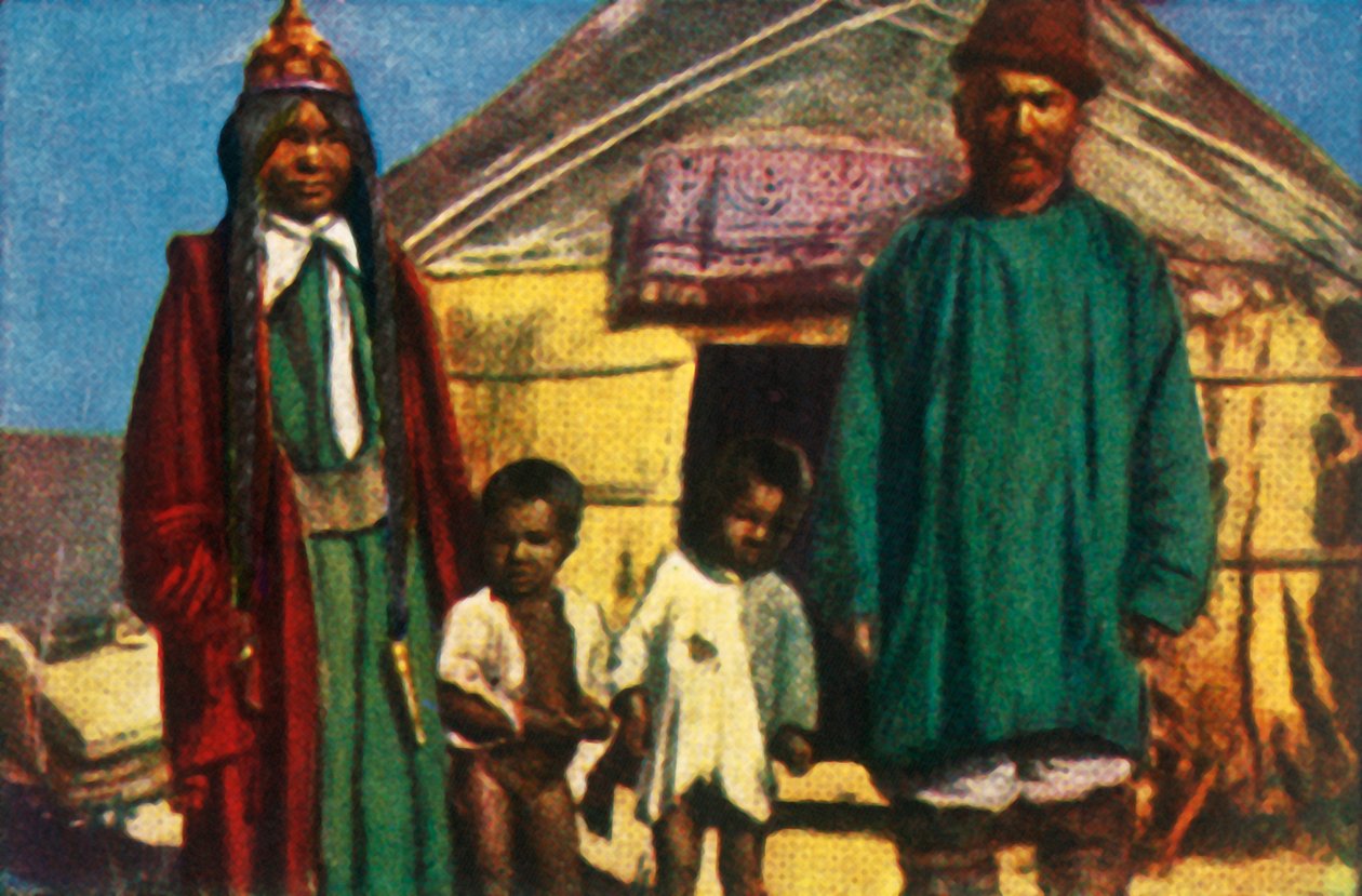 Nomades devant leur yourte, ouest de la Mongolie, vers 1928 - Unbekannt
