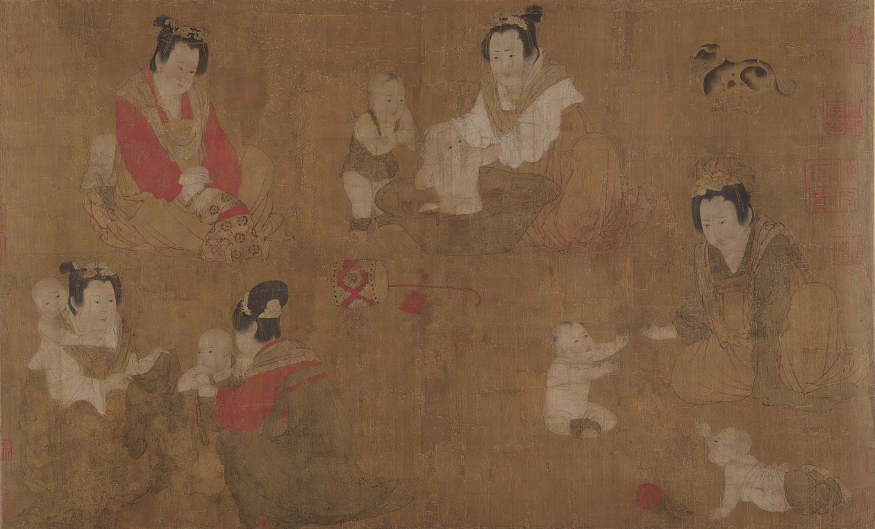 Dames du palais baignant des enfants, 11e siècle - Unbekannt