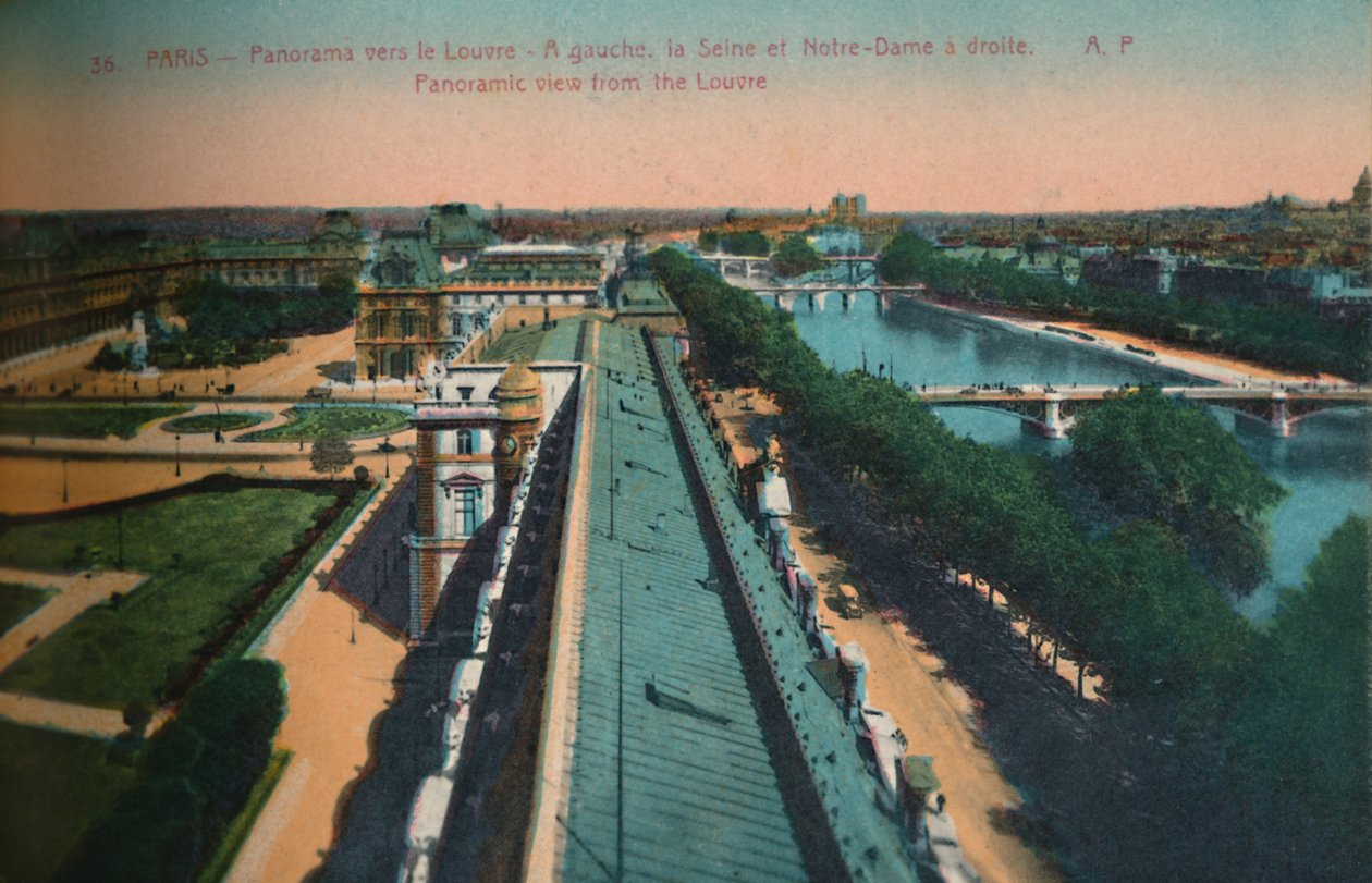 Vue panoramique vers le Louvre, Paris, vers 1920 - Unbekannt