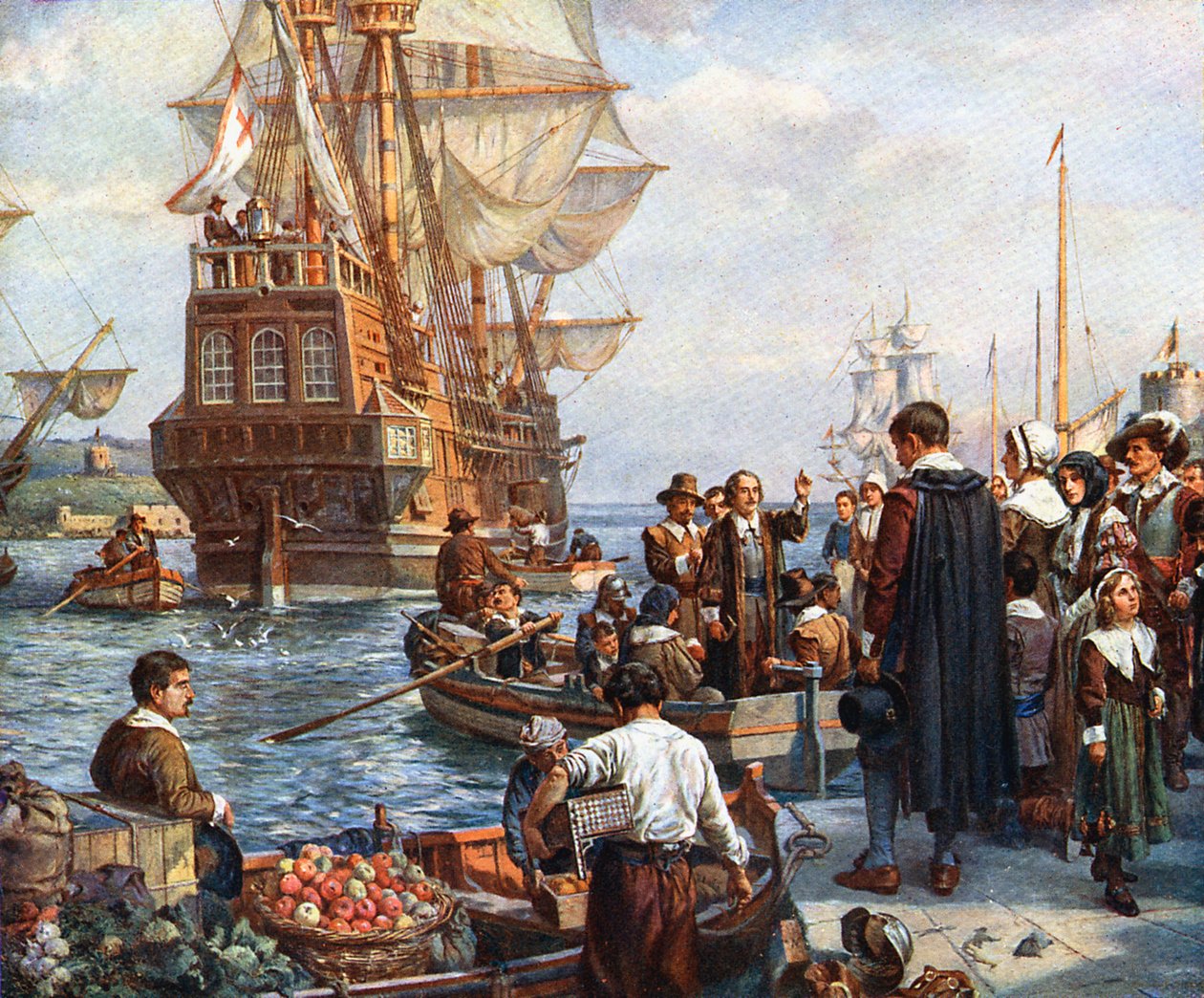Pères pèlerins embarquant sur le Mayflower - Unbekannt