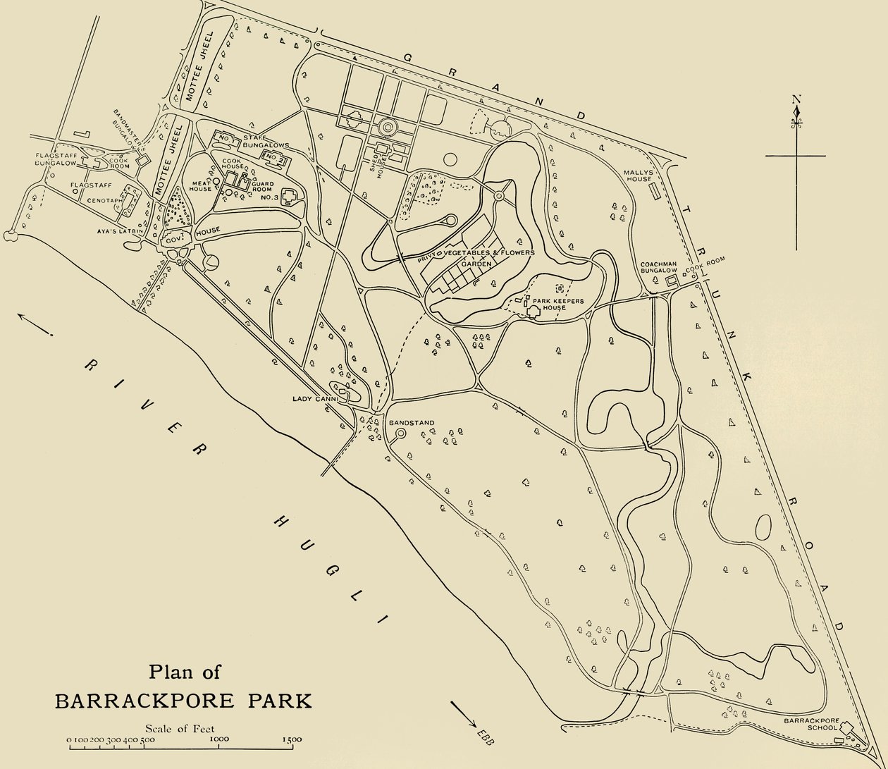 Plan du parc de Barrackpore, 1925 - Unbekannt