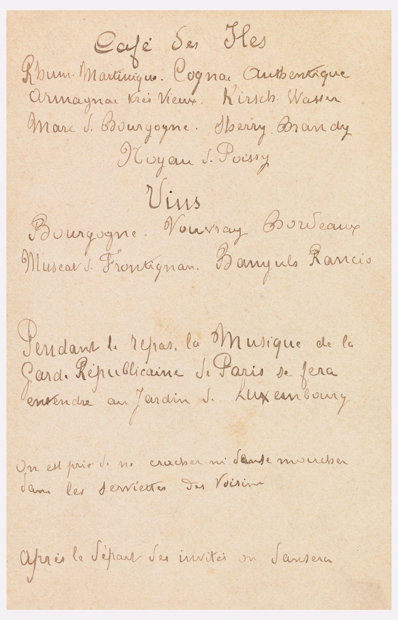 Impression, carte de menu - Unbekannt