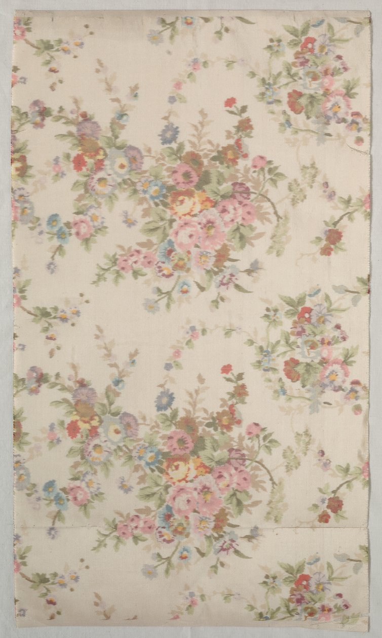 Soie imprimée avec motif floral, fin des années 1800 - Unbekannt