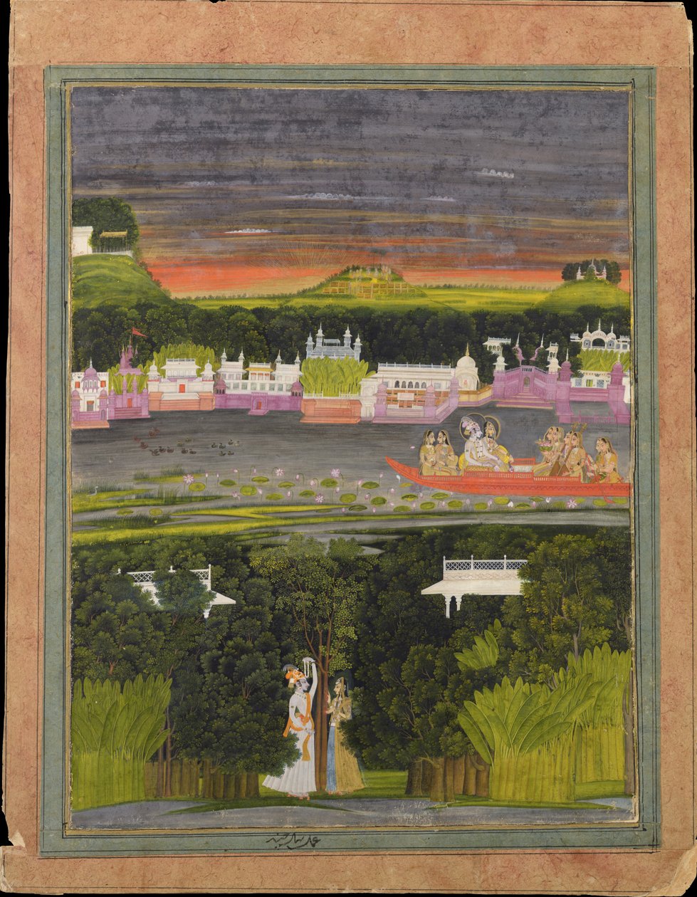 Radha et Krishna dans le bateau de l
