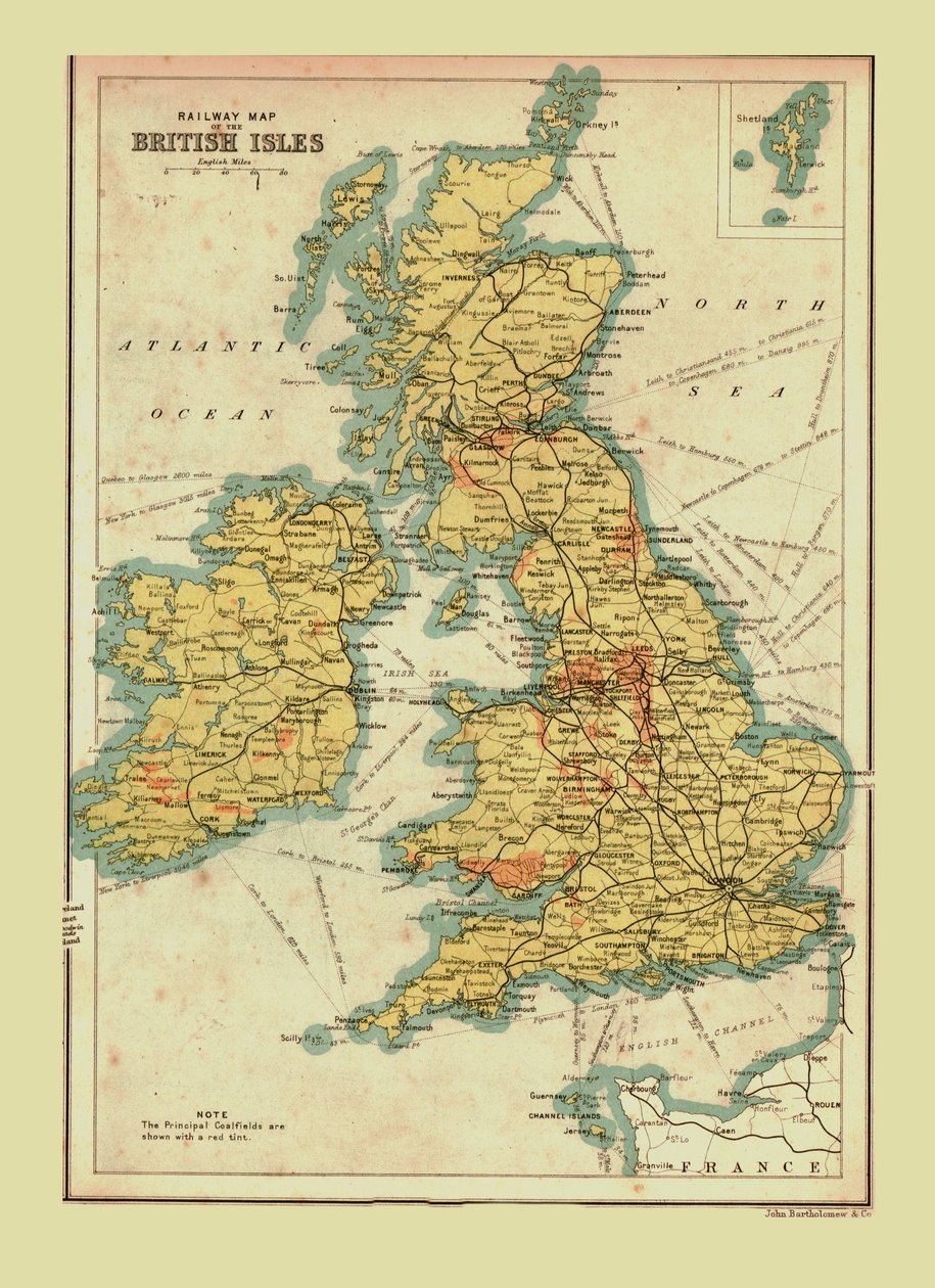 Carte ferroviaire des îles britanniques, 1902 - Unbekannt