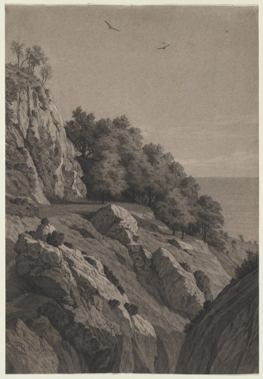 Falaise rocheuse sur une côte, vers 1850-1860 - Unbekannt