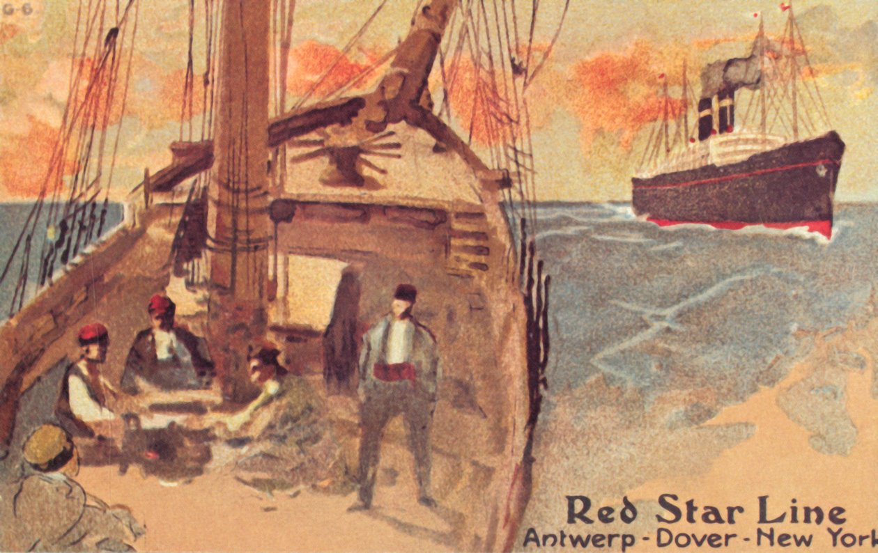 Voilier et paquebot Red Star, vers 1900 - Unbekannt