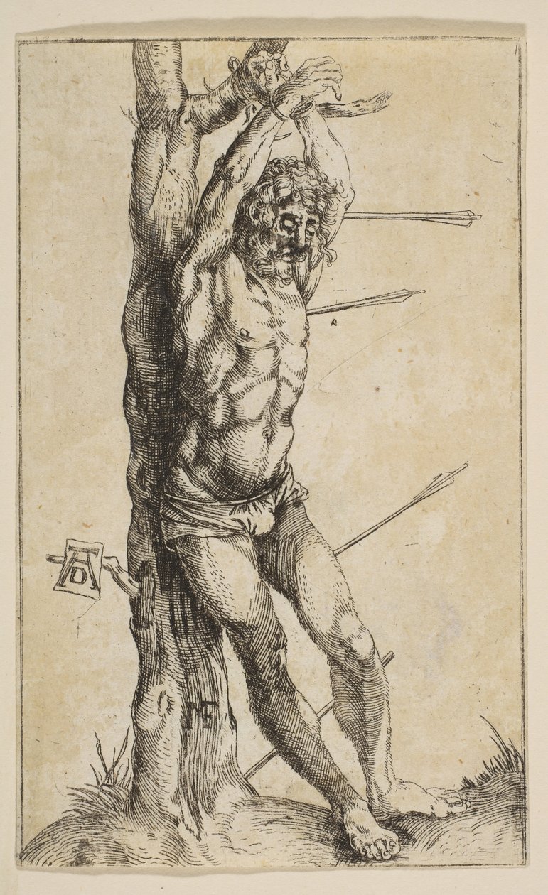 Saint Sébastien attaché à un arbre copie inversée - Unbekannt