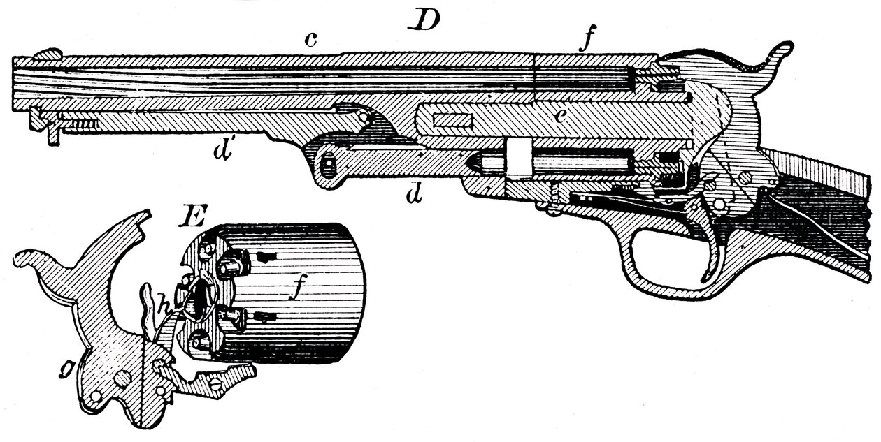 Vue en coupe du revolver Colt, vers 1880 - Unbekannt