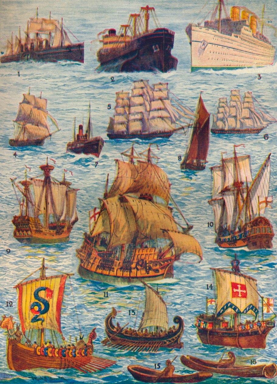 Navires de divers types et de plusieurs siècles, vers 1934 - Unbekannt