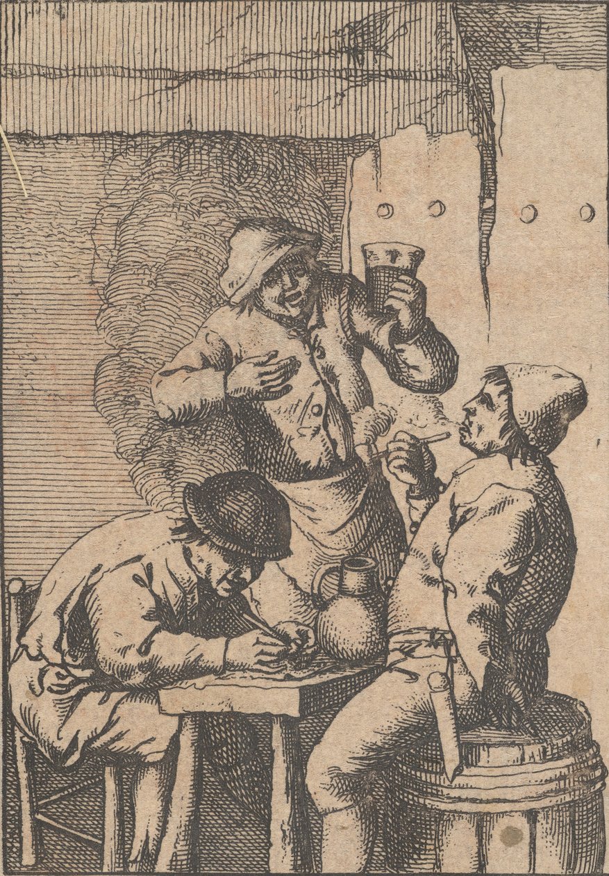 Chanteur debout entre deux fumeurs, 1610-85 - Unbekannt