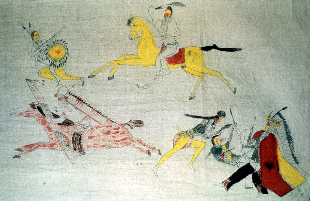 Guerriers Sioux en bataille, c1890 - Unbekannt