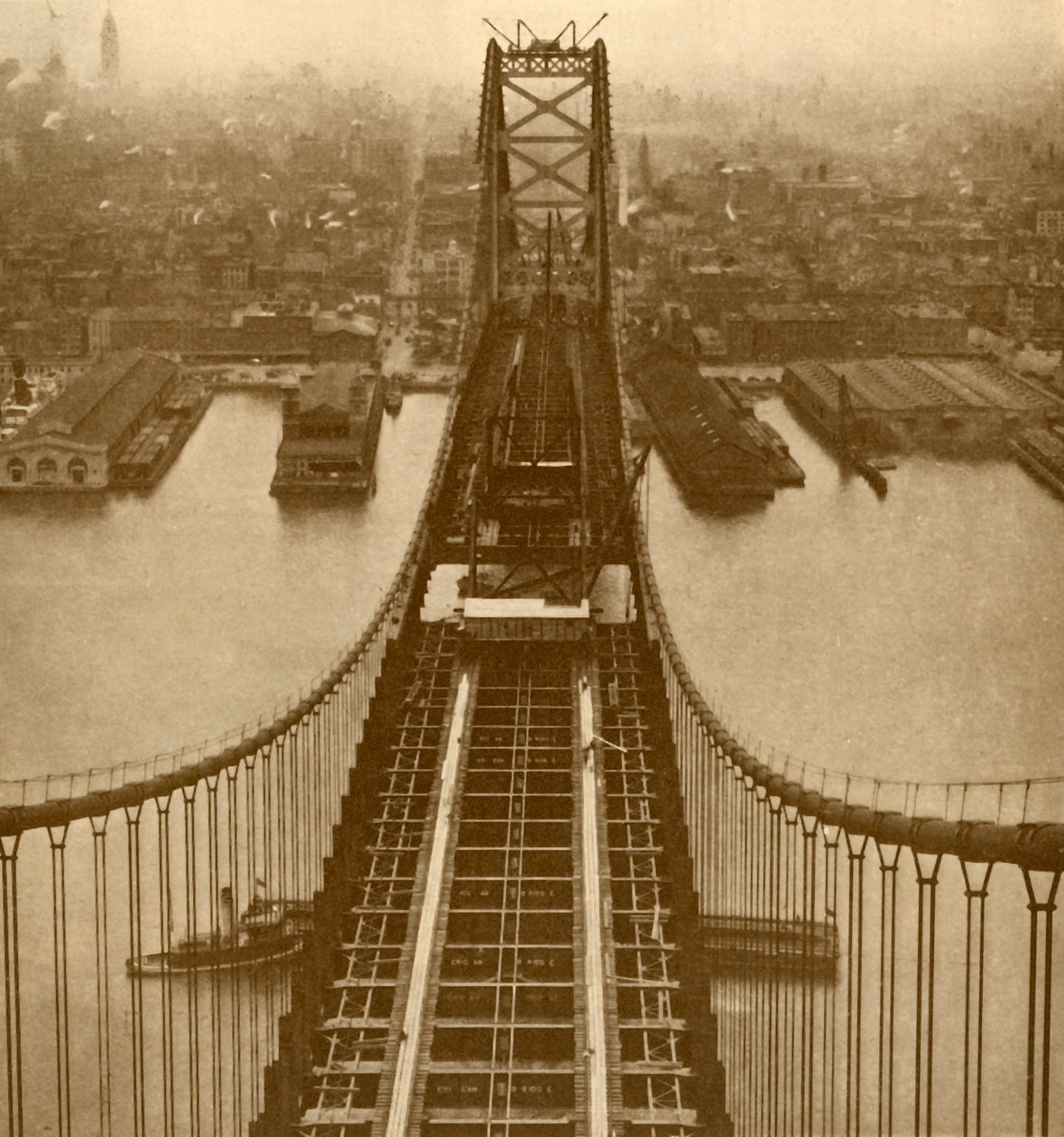 Pont suspendu sur la rivière Delaware, vers 1930 - Unbekannt