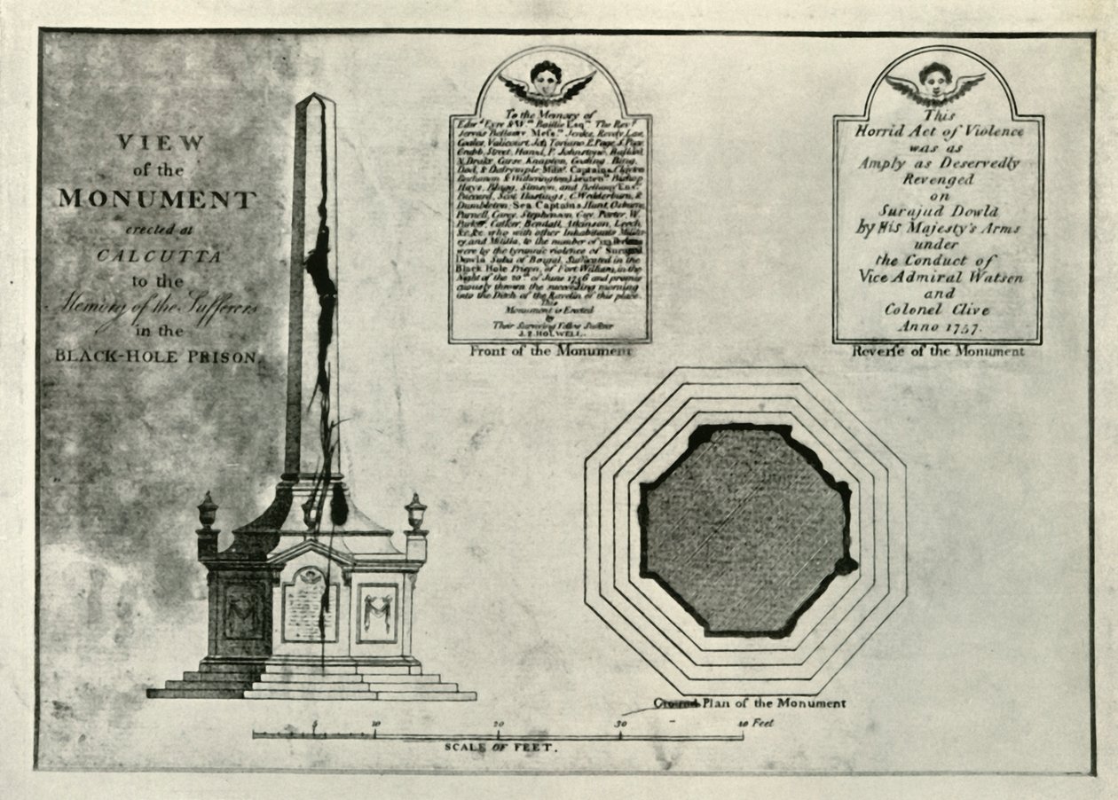 Le Monument Holwell, vers 1820, 1925 - Unbekannt