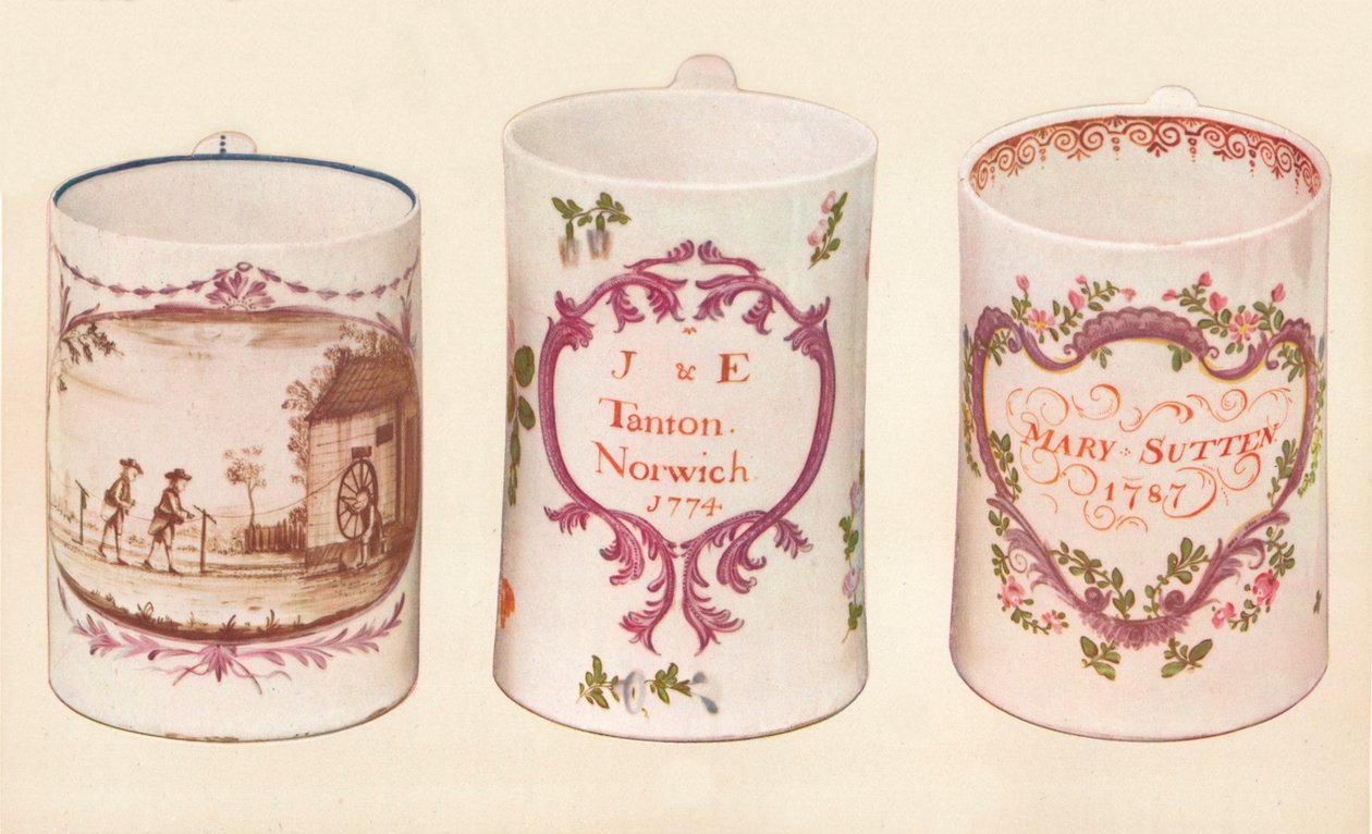Trois tasses de Lowestoft, 18ème siècle, 1937 - Unbekannt