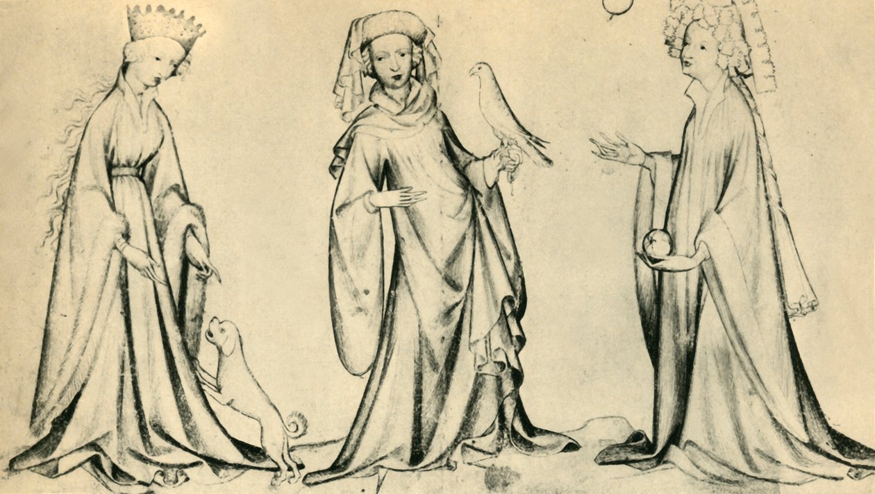 Trois jeunes femmes, vers 1400 - Unbekannt